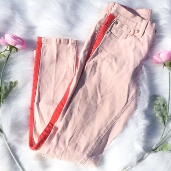 Rue 21 Pink and Hot Pink Stripe Skinny Pants Size 0 Pastel Colorful Jeans - Picture 1 of 11